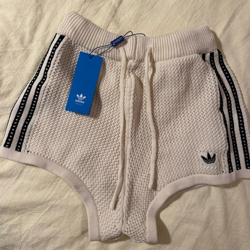 Adidas Originals Premium Crochet Sprinter Shorts in Wonder White